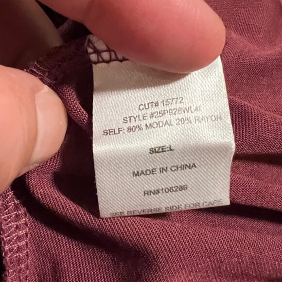 Womens Chic Burgundy Deep V-neck Criss Cross LS Swing Shift Dress Size Large - Picture 8 of 12